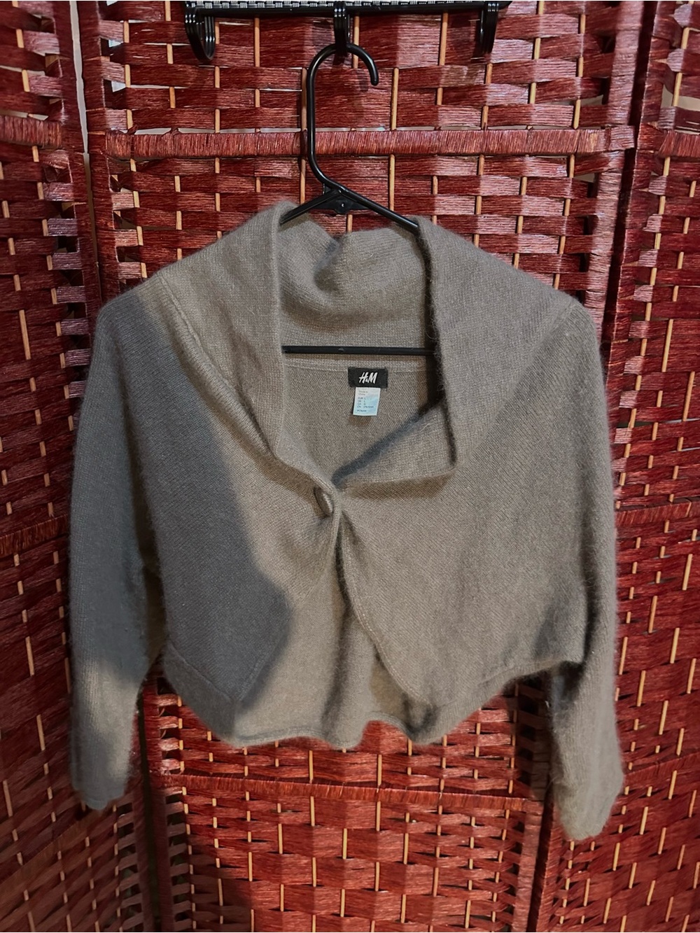 H&M ANGORA Cropped Shawl Collar Knit Shrug